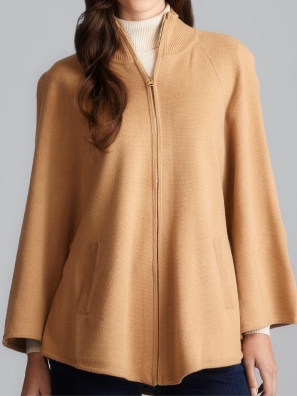 Cejon Zip-Front Camel Women's Cape